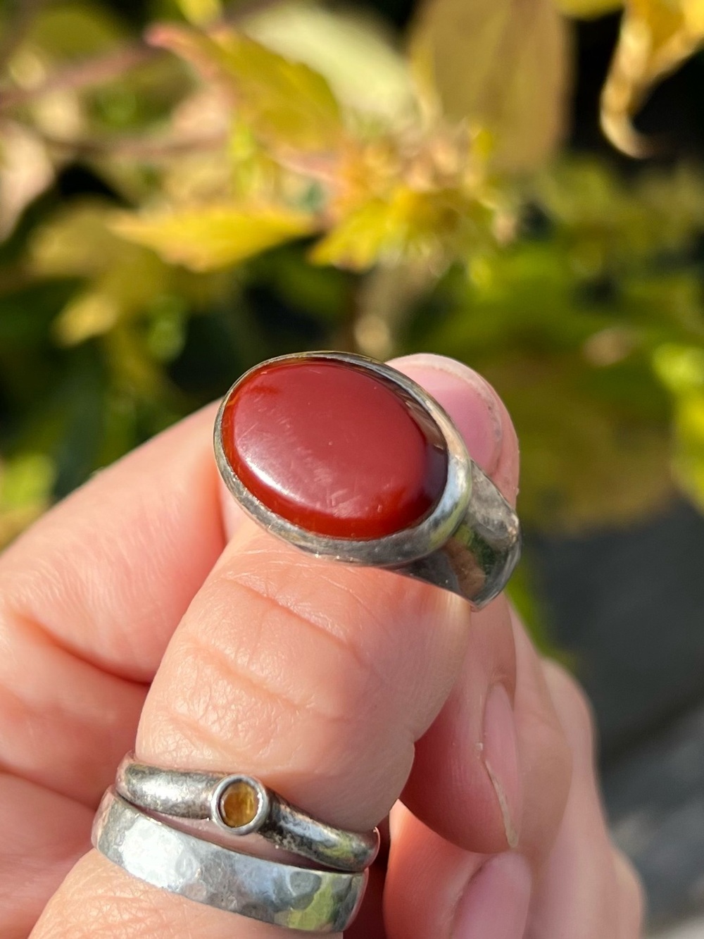 Chunky Silver & Red Ring